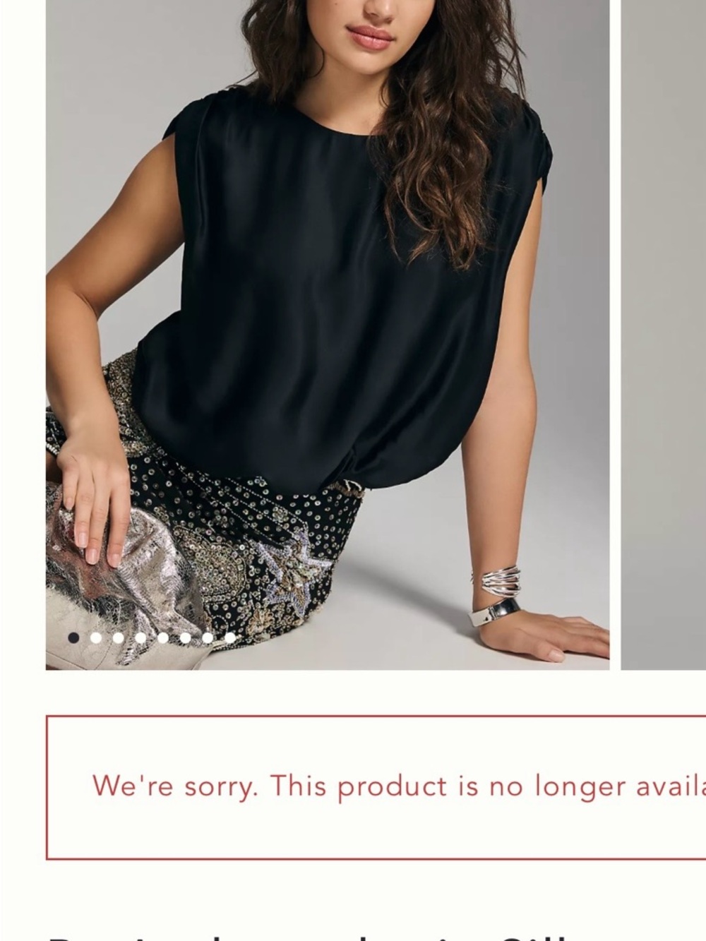 Anthropologie Black Satin Cap-Sleeve Blouse